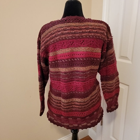L.L. Bean  Vintage Multicolor Blend Crochet Sweater Size L - Picture 4 of 8